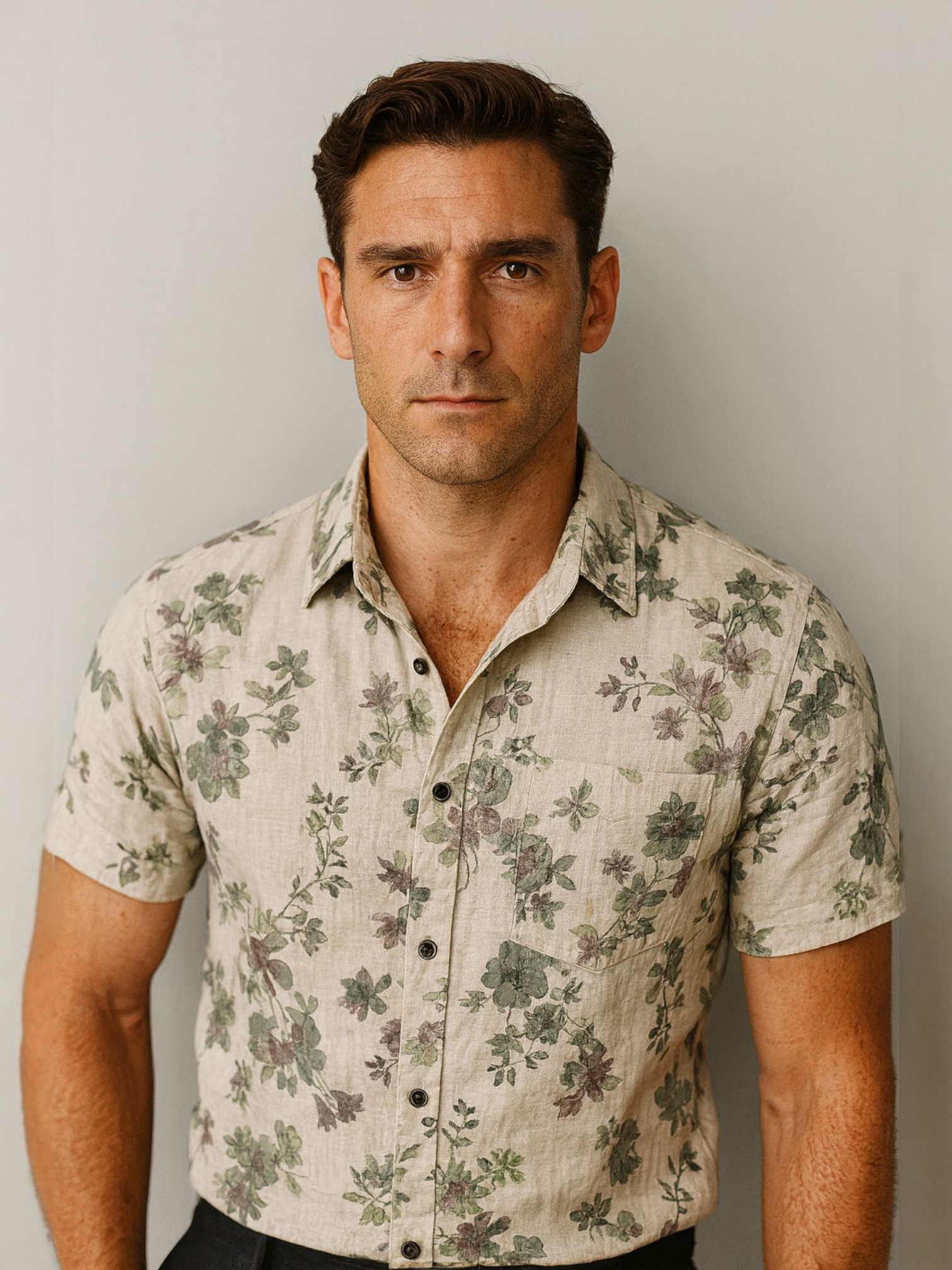 Linen halfsleeve shirt