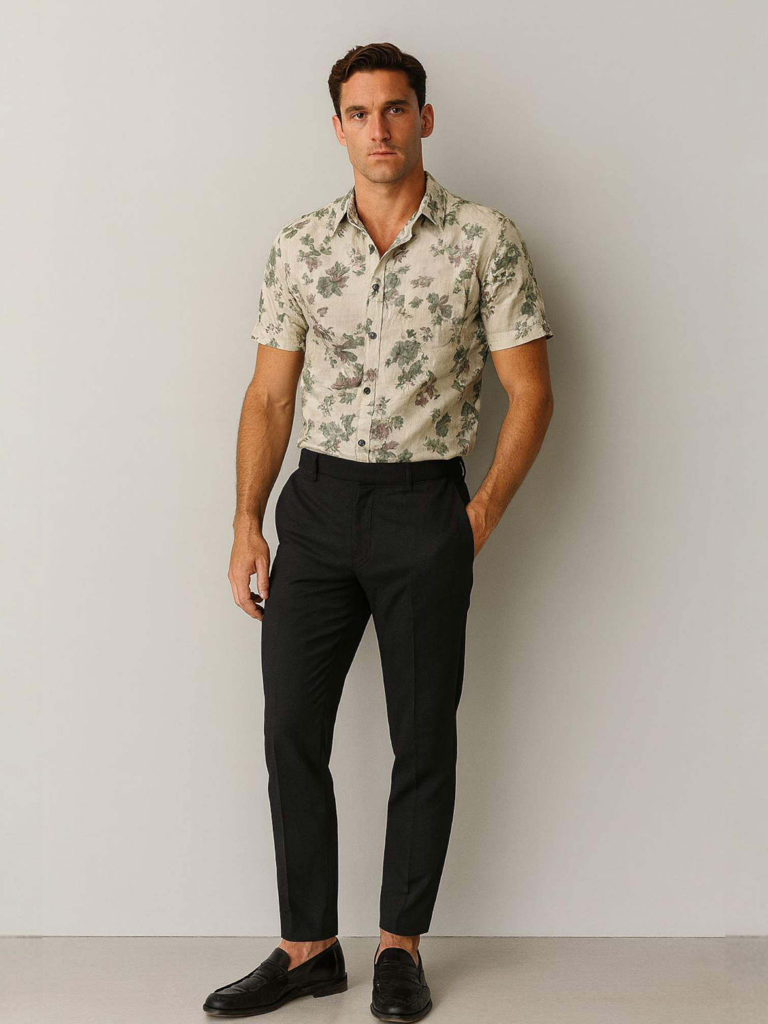 Linen halfsleeve shirt